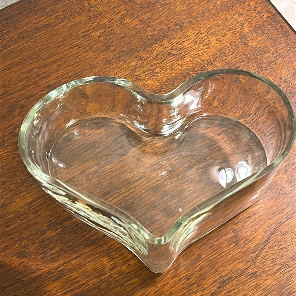 Clear Heavy Heart Shaped Glass Bowl Dish